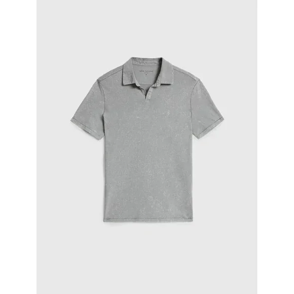 John Varvatos Bodhi Polo Shirt Mens XL Marble Wash Logo Open Placket Med Gray - Picture 8 of 8